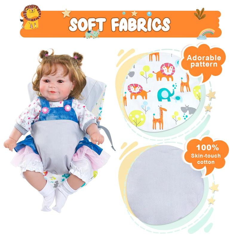 BABESIDE Baby Doll Carrier for Kids Reborn Baby Doll Accessories Front and Back Stuffed Animal Carrier with Adjustable Straps for Little Girls and Boys,Suitable for 17-22 Inch Dolls
