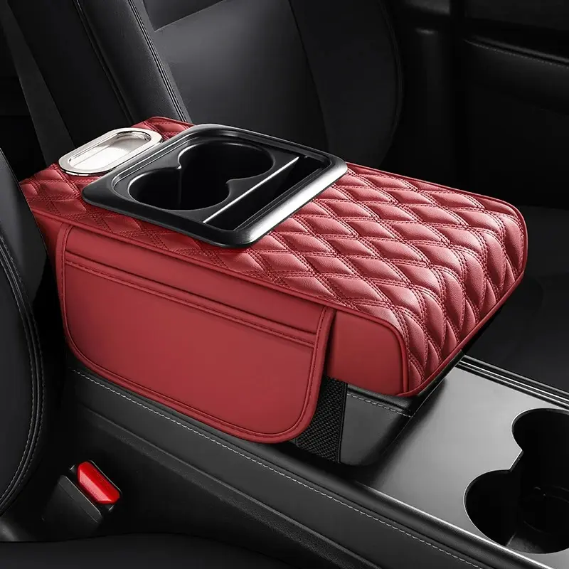 PU Leather Universal Car Interior Organizer - Advanced Console Cover, Dashboard Accessory Holder Stowing & Tidying, Multi-Functional Storage with Cup Holder, Phone Slot, Tissue Storage, Dual-Pocket, Scratch-Resistant Protection
