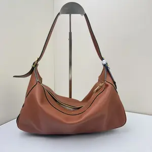 Pre-owned Celine Calfskin Shoulder Bags Romy Medium Brown CPU0614