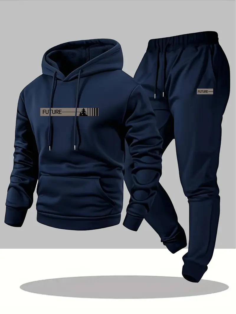 Men's two-piece set, casual round neck long sleeved hooded sweatshirt and sports pants set, suitable for winter and autumn, sports clothing set, sweater hooded sweatshirt, sweatshirt, sports pants, hooded sweatshirt, jogging pants, sweatshirt, pants, hood