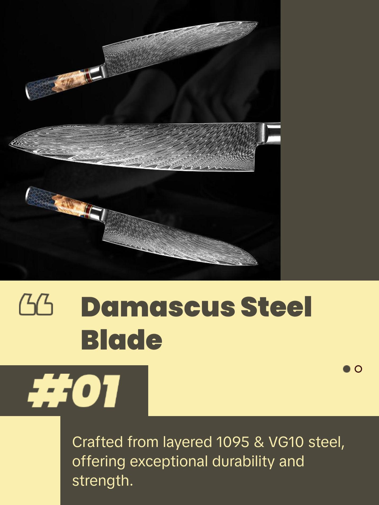 YAMATO VG10 9" Chef's Knife with Olive Burl Wood & Honeycomb Resin Composite Handle