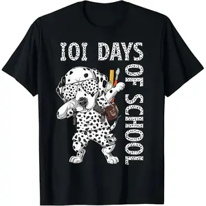 101 Days School Dabbing Dalmatian Dog Teachers Kids  Sweatshirt Printed in USA