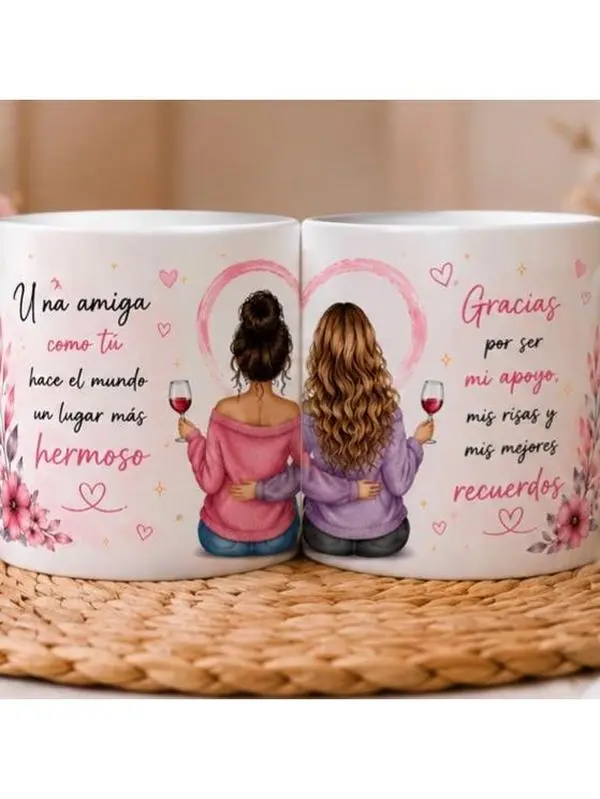 Ceramic Mugs - 2-Piece Customized Set for Best Friends, Ceramic Printed Drinkware, Couple-Themed Mugs