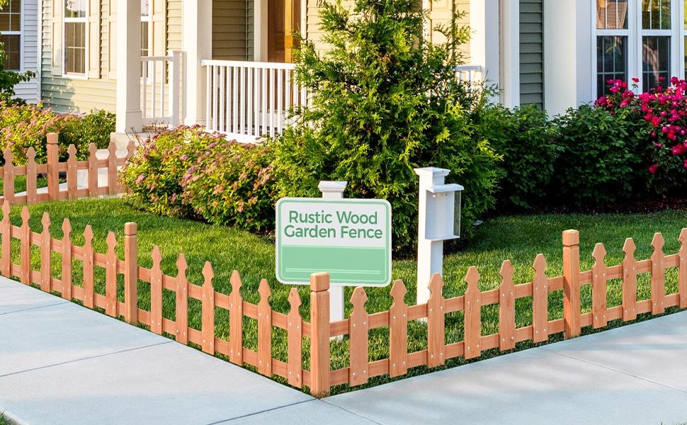 Yaheetech Rustic Wood Garden Fence Pricket Fencing Border Set of 5 Products 11.5” H x 35.5 W, Natural Wood Yaheetech Rustic Wood Garden Fence Pricket Fencing Border Set of 5 Products 11.5” H x 35.5 W, Natural Wood