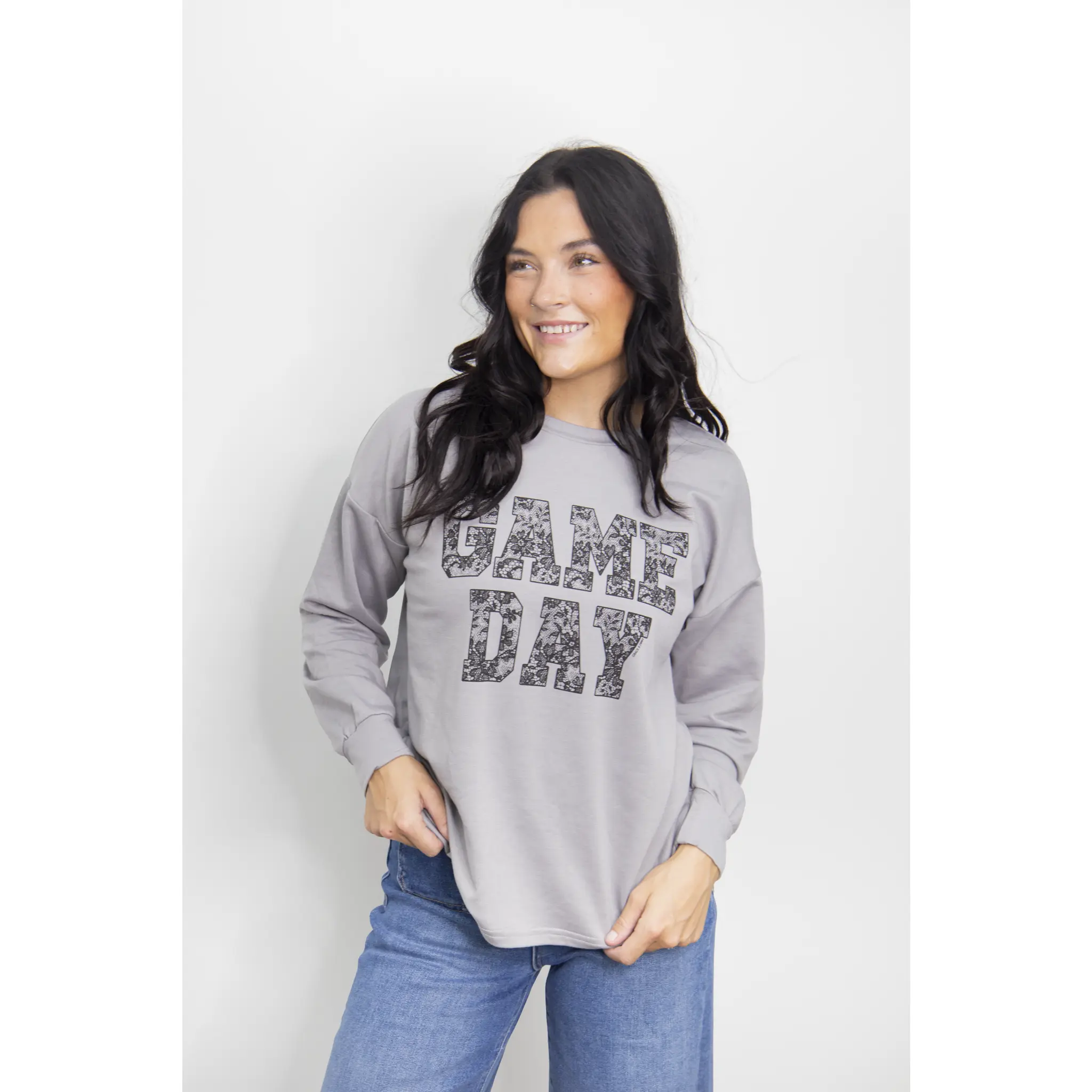 GAME DAY on Light Weight Sweatshirt, Grey