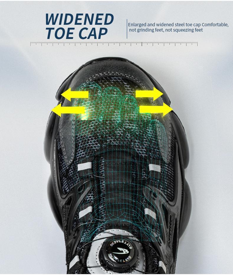 Men's Steel Toe Safety Sneakers with Swivel Buckle - Puncture-Proof Kevlar Midsoles, Anti-Slip Rubber Sole, Breathable Mesh Upper, Durable Work Boots for Outdoor Activities, Blue Collar Workers, Nurses