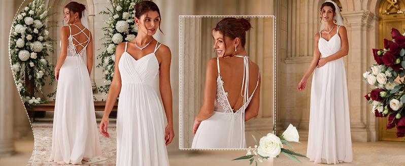 Ever-Pretty Convertible Chiffon Lace Open Back Spaghetti Straps Bridesmaid Dress for Women - Comfortable and Stylish Design - Womenswear 01692