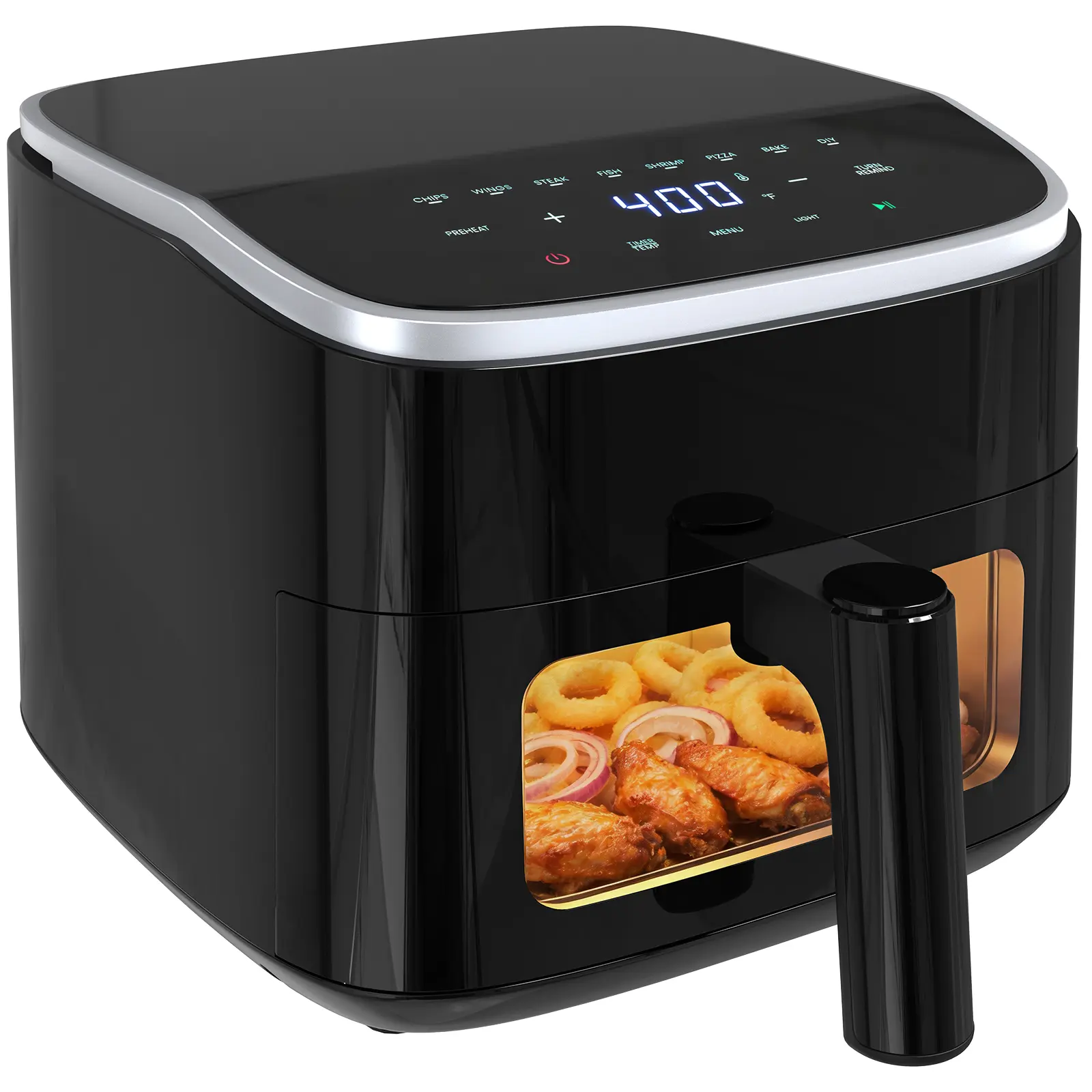 4QT Air Fryer with Visible Window, 1500W Digital Touchscreen Air Fryer with 8 Presets, Auto Shut Off & Nonstick Dishwasher Safe Basket, 60-Min Timer, Max 400°F