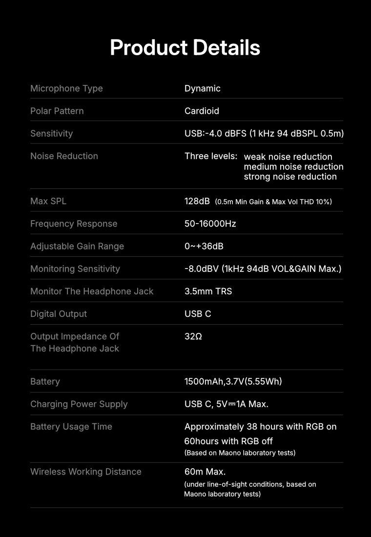 Maono PD100W Wireless & USB gaming microphone for podcast recording, meeting, dynamic RGB mic with quick mute, headphone jack, gain knob, volume control, desktop mic for PC Gamer. widely compatible with PCs, smartphones, laptops, PS4, and PS5.