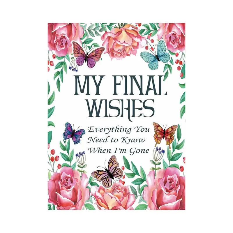 Floral Pattern Death Planning Book, 1 Count My Final Wishes Book, Personal Organizer for Assets & Information, Planner Notebook