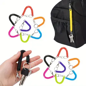 14PCS Spiral Retractable Spring Coil Keychain, Theftproof Anti-lost Stretch Cord Safety Key Ring with Metal Lobster Clasp for Keys Wallet Cellphone and Other Important Item chincraft cool cat bling titanium