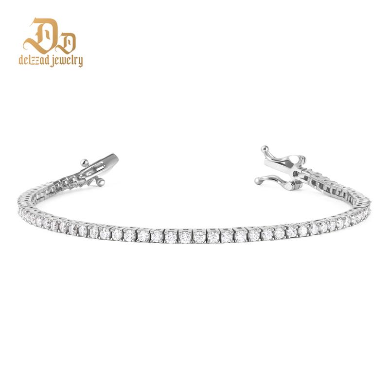 Delzzad 18k Gold-Plated Tennis Bracelet VVS D Color Synthetic Moissanite S925 Sterling Silver Tennis Chain Birthday Anniversary Mother's Day Christmas Gifts for Men Women With Giftbox