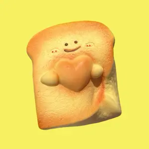 Love Toast Squishy, Slow Rising Sticky Soft Bread Fidget Toy, Kawaii Toast Stress Relief Squishy ASMR Desk Toy