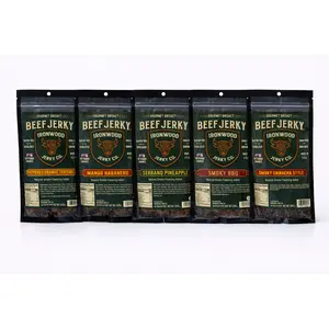 Ironwood Jerky Co. Flavor Adventure 5-Pack Bold Jerky Sampler - Peppered Orange Teriyaki, Mango Habanero, Serrano Pineapple, Smoky Bar-B, Smoky Sriracha