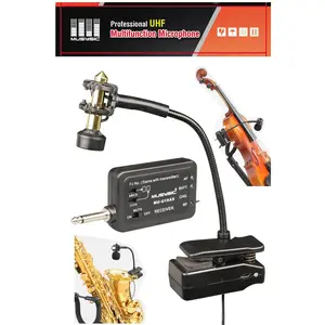 MUSYSIC MU‑U1SAX UHF Wireless Saxophone Microphone System with 16 Channels & Built‑In Rechargeable Battery