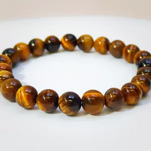 Handmade Yellow Tiger’s Eye Beaded Stretch Bracelet – Natural Crystal Jewelry