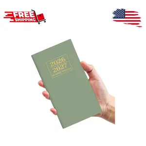 Pocket Calendar 2026-2027 for Purse, Jan 2026 to Dec 2027 Monthly Planner Small Size (6.5" x 3.5") - Green