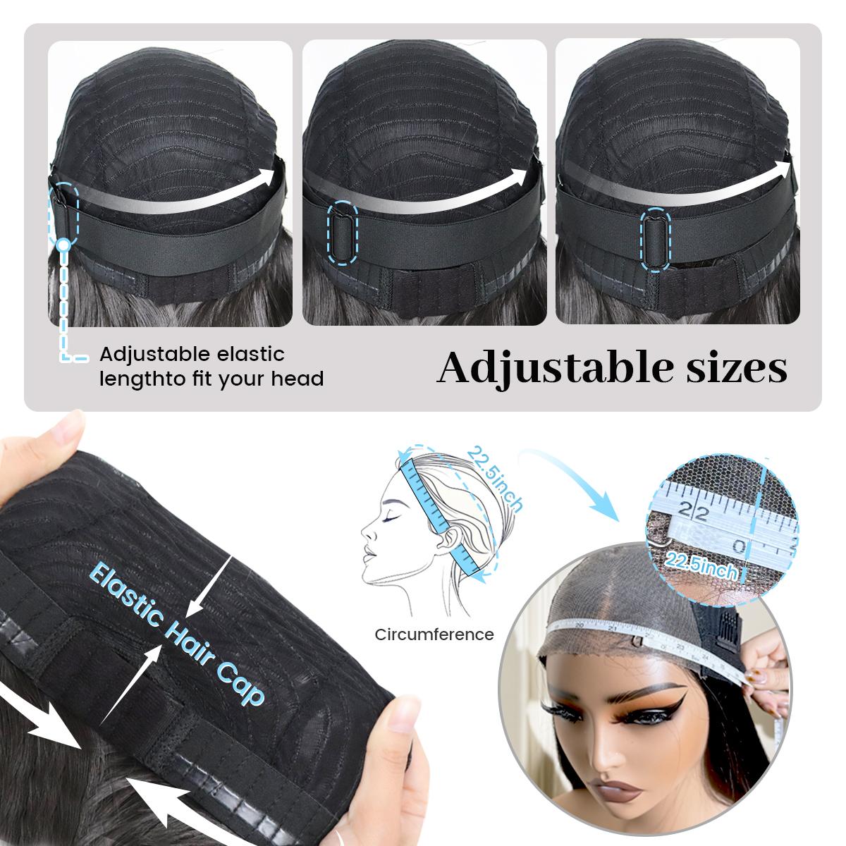 U&A Hair 9x7 Glueless Synthetic Wear and Go Bone Straight Wigs Double Drawn Bob Wig High Density, Vivid Self Growing Clean Hairline with Tiny Knots