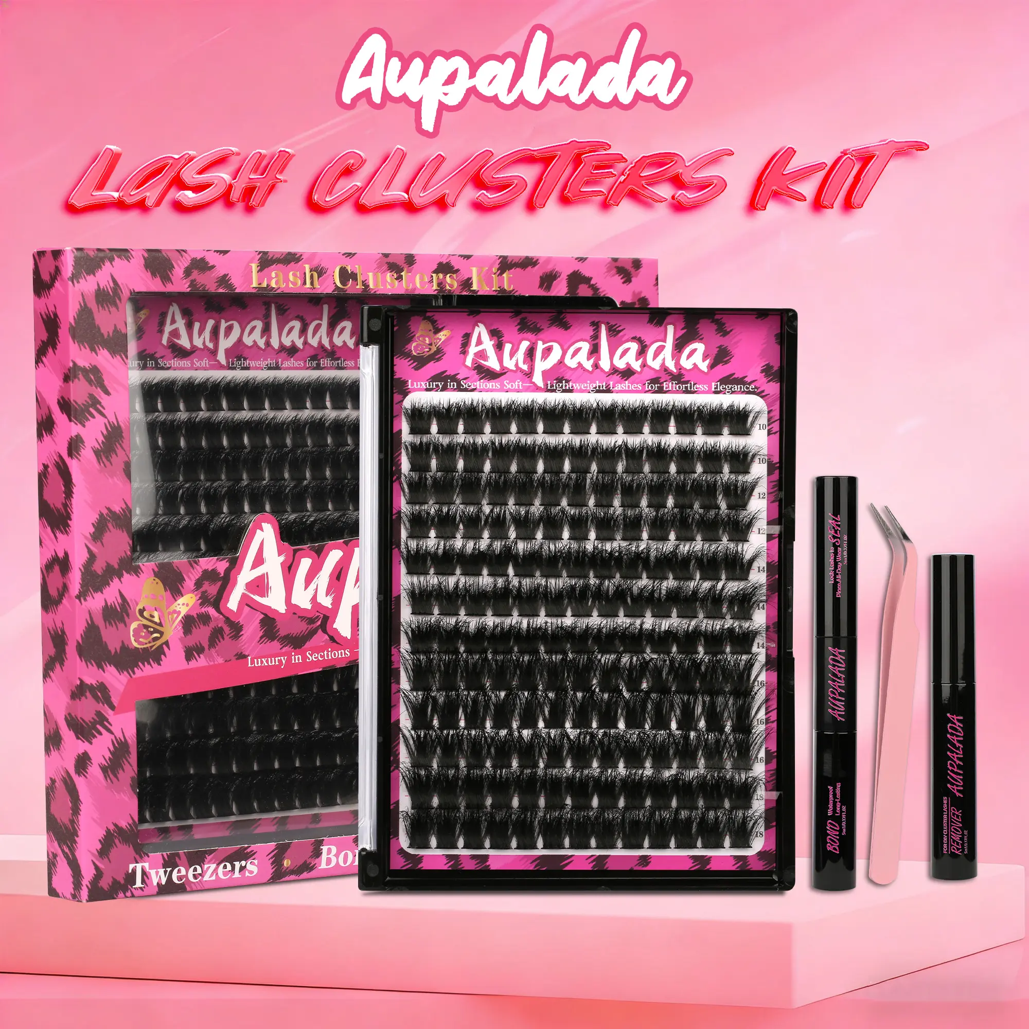 DIY Manga Lash Clusters Kit, Soft & Lightweight Anime Lashes with Invisible Band, Waterproof Bond and Seal Included for At-Home Eyelash Extension Make Up, Cluster Lashes#backtoschool