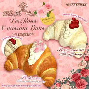 Slow Rising Squishy - Les Rose Croissant Buns【Sweet Bakery Scent】55g Mellow Lab x Sweetbuns Stress Relief Toy