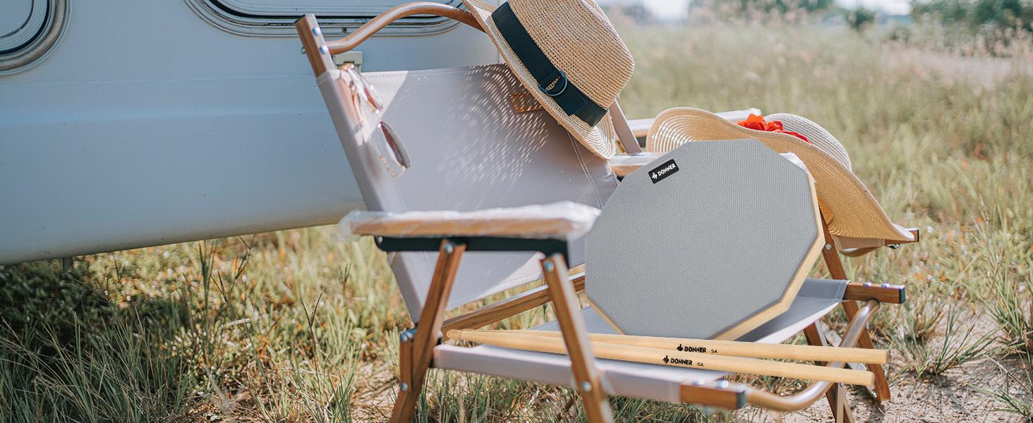 Donner Drum Practice Pad 8 Inches, Silent Practice Drum Pad 2-Sided With Drum Sticks - Gray/Blue Donner Drum Practice Pad 8 Inches, Silent Practice Drum Pad 2-Sided With Drum Sticks - Gray/Blue