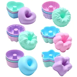 24Pack Silicone Molds, Nonstick 3 inches Donut Mold, Silicone Baking Cups, Donut Pan, Muffin, Jello, Bagel Pan, Oven- Microwave- Dishwasher Safe