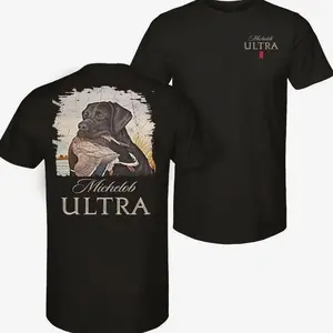 Michelob Ultra – Mallard and Dog T-Shirt – 2-Sided Design – Versatile Unisex Casual Wear – Cool Graphic Tee for Men – Menswear – Gift for Beer Lovers and Michelob Ultra Fans Round Neck Classic Clothes Cotton Fabric Soft -- fleece KHC