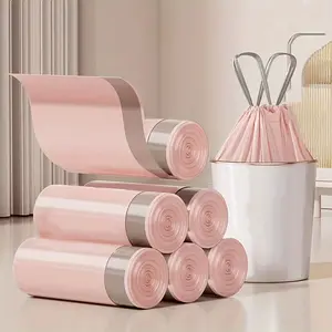 1Rolls/50pcs Extra Thick & Durable Drawstring Trash Bags - Large, Portable Kitchen Waste Bags for Home Use