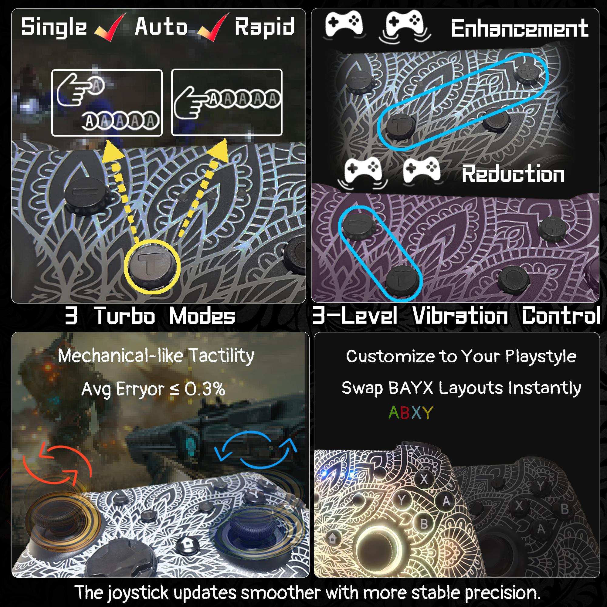 Dynamic RGB Lighting Universal Bluetooth Wireless & Wired Gaming Controller with Phone Holder for Switch iOS Android PC TV Tesla Steam