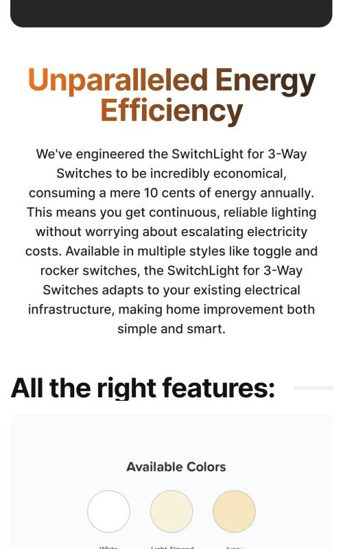 SwitchLight 3-Way - Illuminated Light Switch Cover Plate, Integrated LED Nightlight by SnapPower