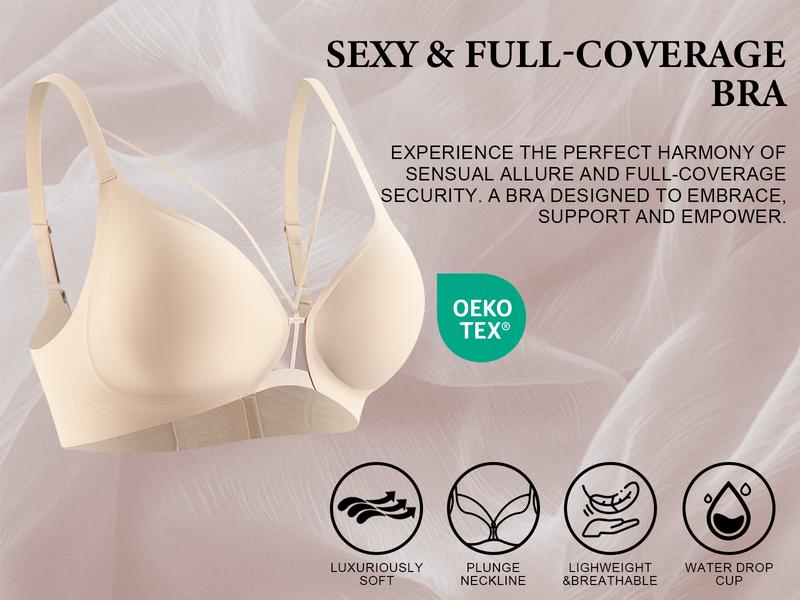 VRCOMFY Womens Wireless Bras Push Up Support Full Coverage Bralettes No Underwire Bra Comfortable Seamless Everyday Bra Sexy Lingerie for Party