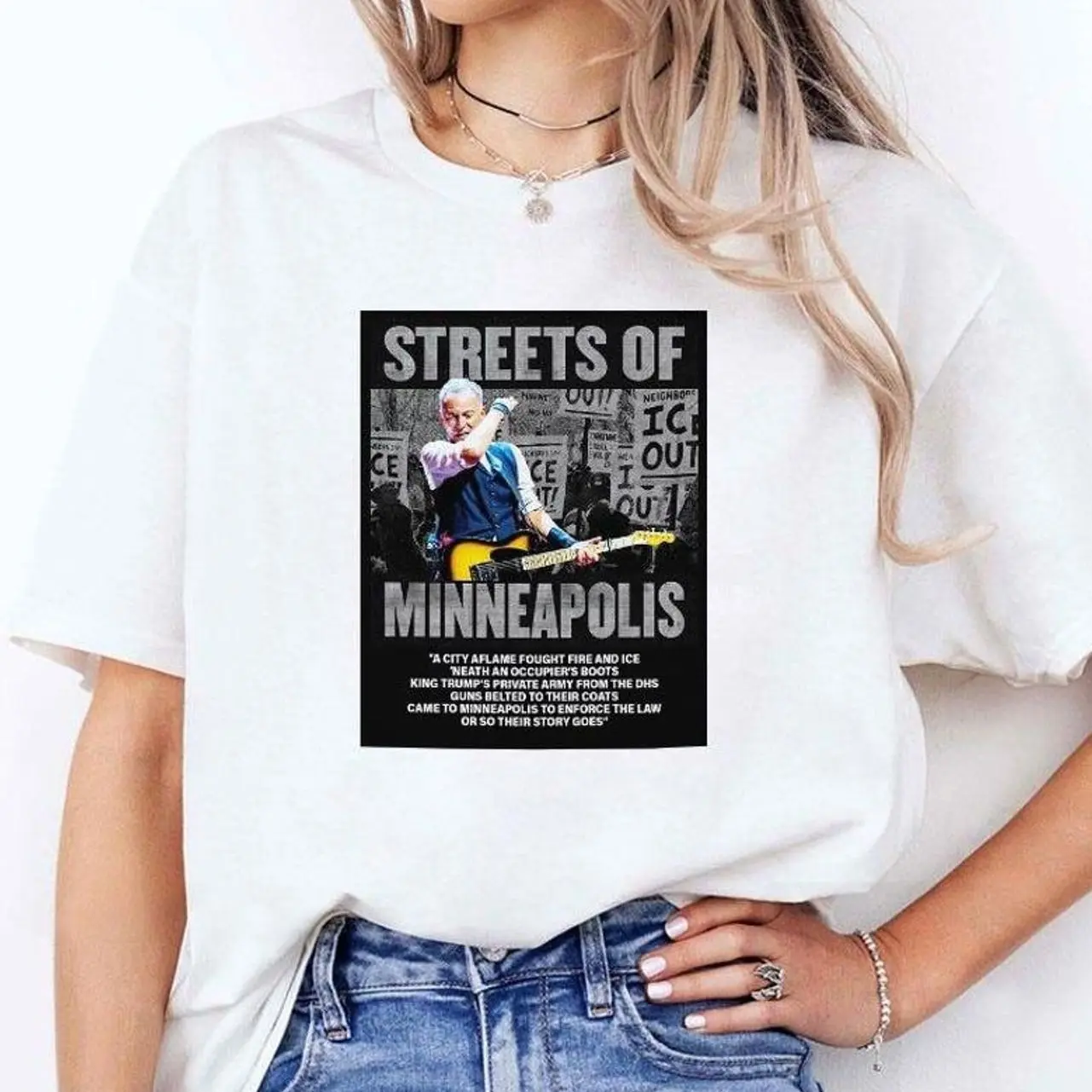 Bruce Springsteen Streets Of Minneapolis A City Aflame Fought Fire And ICE T ShirtBruce Springsteen �Streets Of Minneapolis� T-Shirt with city inspired graphic. Casual music & city tee for fans, streetwear, and unique gift ideas. 5