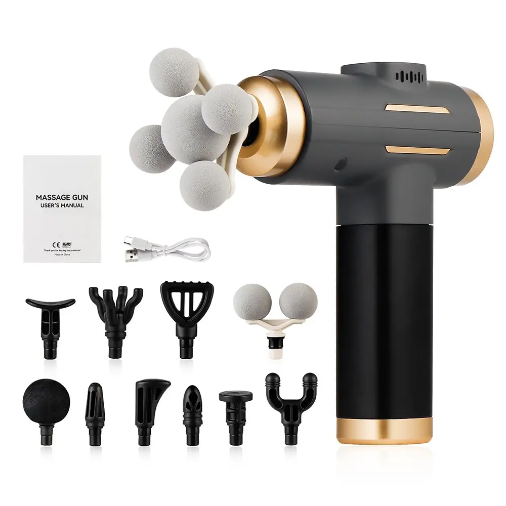 Multifunctional Massager with 11 Replacement Heads for Muscle Relief & Therapy, Essential Fitness Tools, Ideal for Home/Gym Use, Portable Muscle Massagers