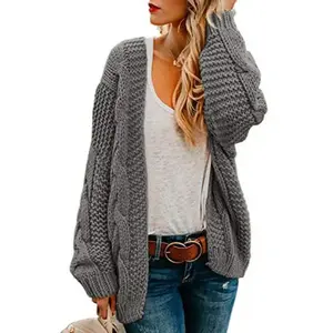 Womens Oversized Chunky Open Front Cardigan Sweaters Cable Knit Long Sleeve Cardigans Outwear Coats