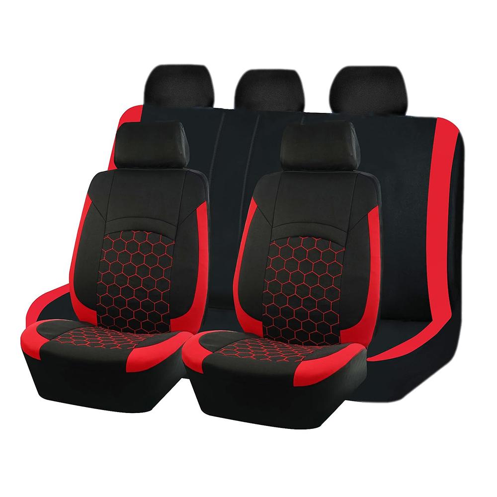 9PCS Car Seat Covers Full Set, Front and Rear Split Bench Seat Covers for Cars, Cushion Mat Pad Universal for Auto Car Vehicle SUV Sedan, Breathable Cloth Non-Slip Vehicle Interior Decoration Accessories