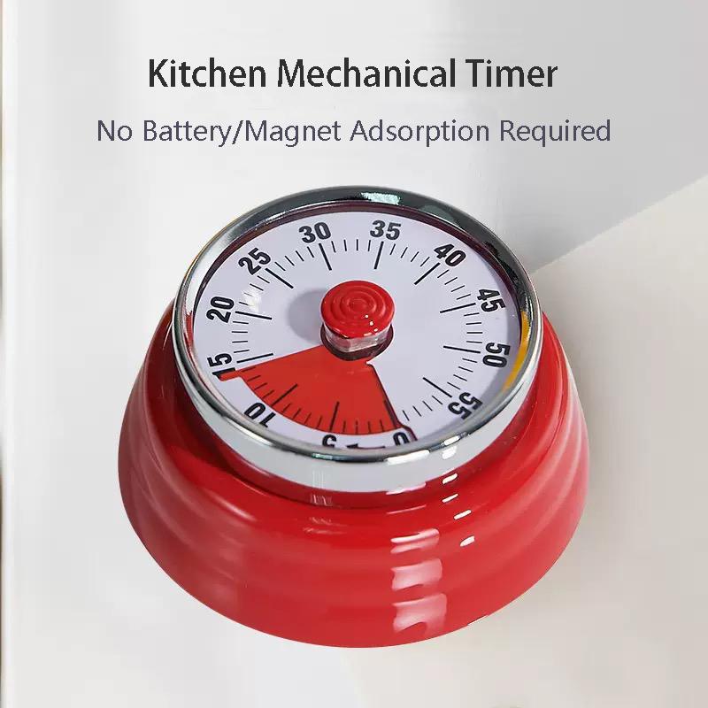 Mechanical Kitchen Timer, Visual Countdown Timer, 60 Minutes Electronic Timer for Cooking, Classroom, Study, Office, Magnetic Alarm Clock with Alarm Sound
