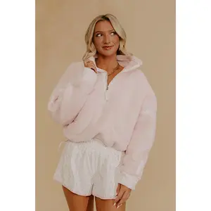 Effortless And Sweet Quarter Zip Sherpa Pullover