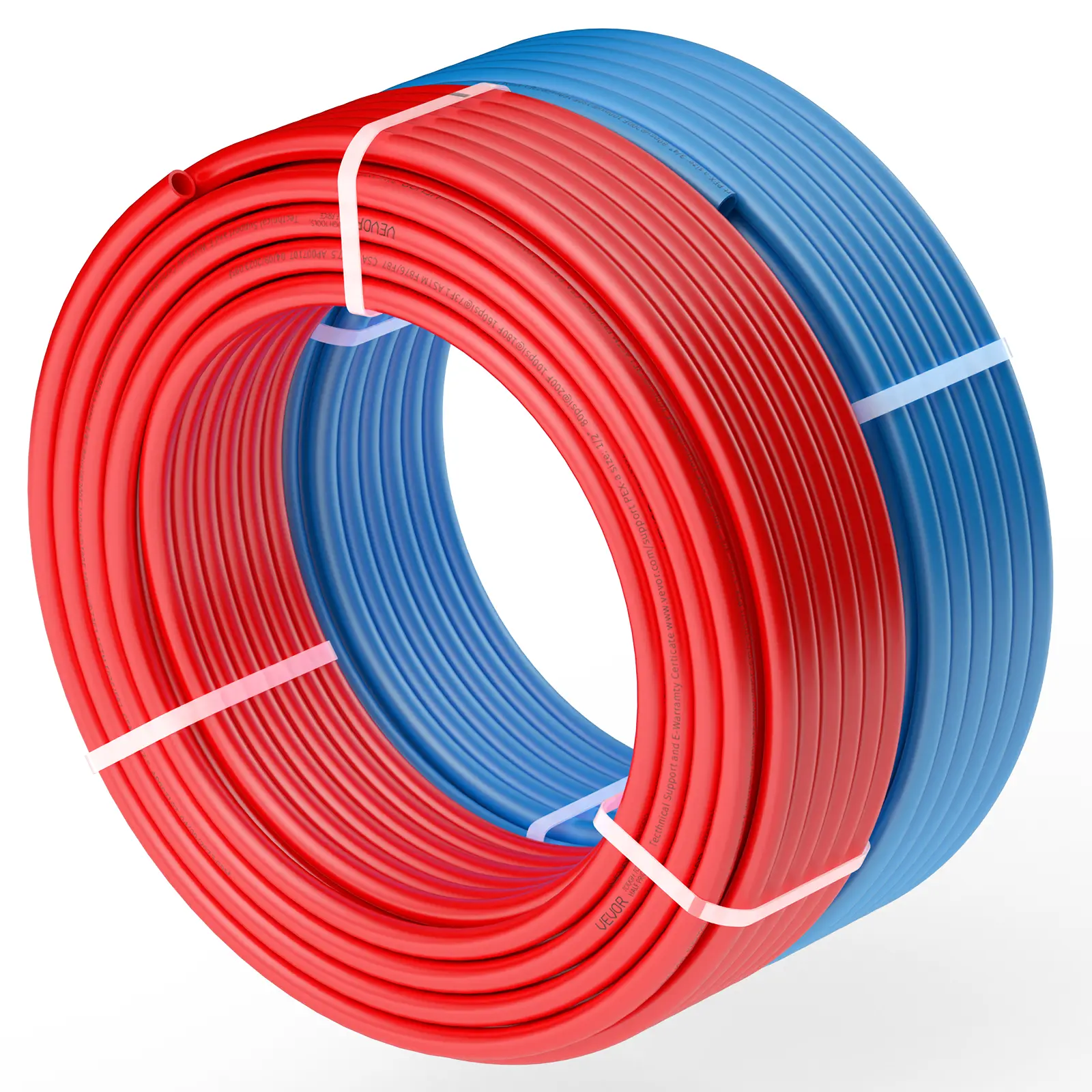 【Summerfinds】VEVOR PEX Pipe 1/2 Inch 3/4 inch，2 x 100 Feet Length PEX-A Flexible Pipe Tubing for Potable WaterPex Water Lines for Hot/Cold Water & Easily RestorePlumbing Applications with Free CutterBlue & Red