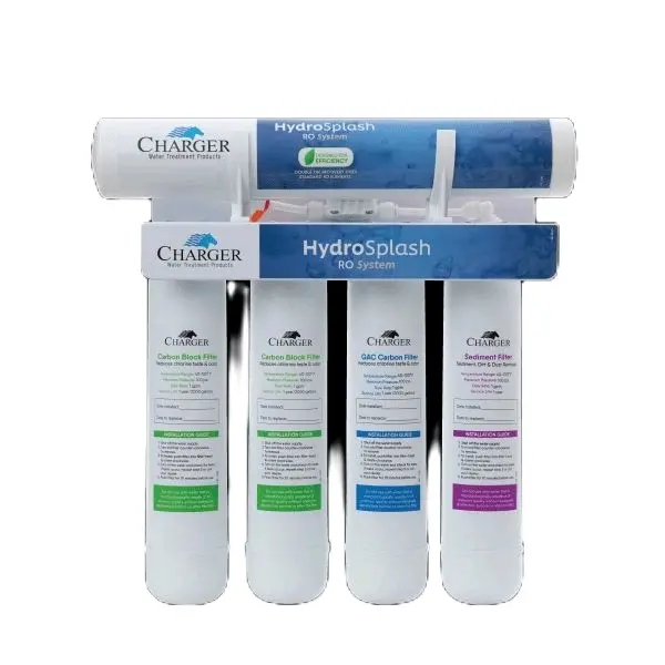 Charger HydroSplash 4 Stage Reverse Osmosis RO System with Carbon Block Filters for Enhanced Water Filtration