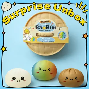 Smiley Face Dumpling Squishy Mystery Bun Fidget Toy, Soft TPR Stress Relief Toy, Surprise Unboxing with Random Style, Kids Gift Exchange, Valentine's Day & Easter Gift
