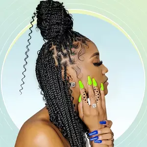 Short Bohemian Box Braids Braided Wig Crochet Braids Hair Realistic illusion Hairline Full Lace Boho Braided Wigs Synthetic Fiber Curly Hair Bob Wig With Baby Hair For Daily Party Use