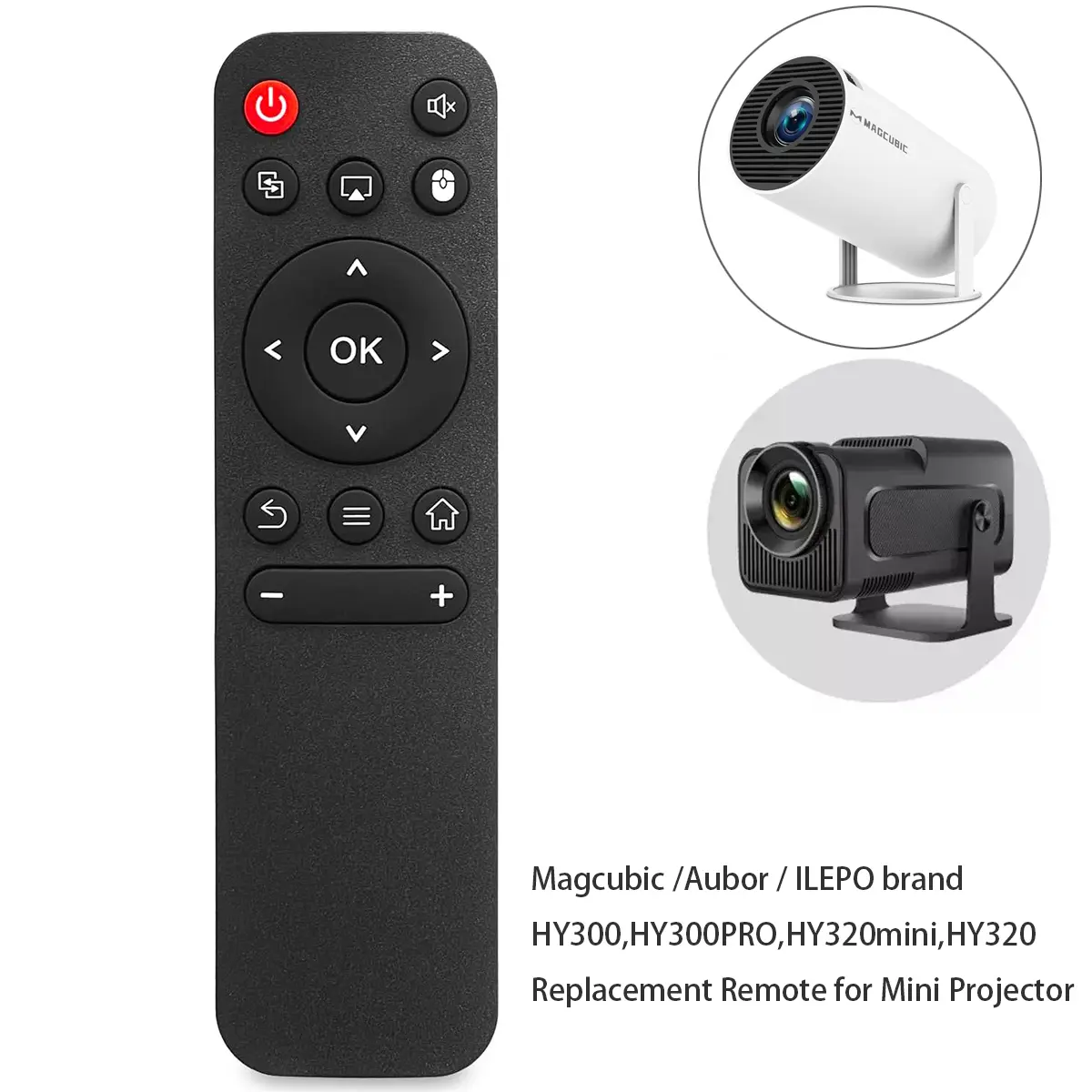 Projector Accessories - Replacement Remote Compatible with HY300, HY300PRO, HY320mini, HY320 Mini Projectors