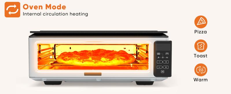 Sweetcrispy Electric Grill Indoor for Steak & Veggies Smokeless Griddle with Lid Temp Control Grill Plate Splash Guard Crumb Tray 2-in-1 Multifunctional Cooking Modes Pizza Toast Grill Warm