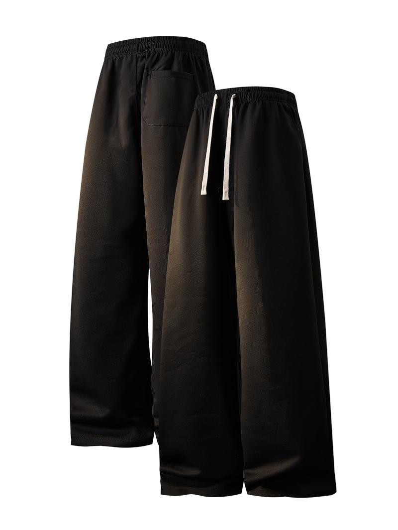 CCCMAI Men's Solid Thermal Lined Drawstring Waist Pants, Casual Comfy Regular Fit Straight Leg Trousers for Fall Winter, Men's Bottoms for Daily Wear Menswear Plain Loose