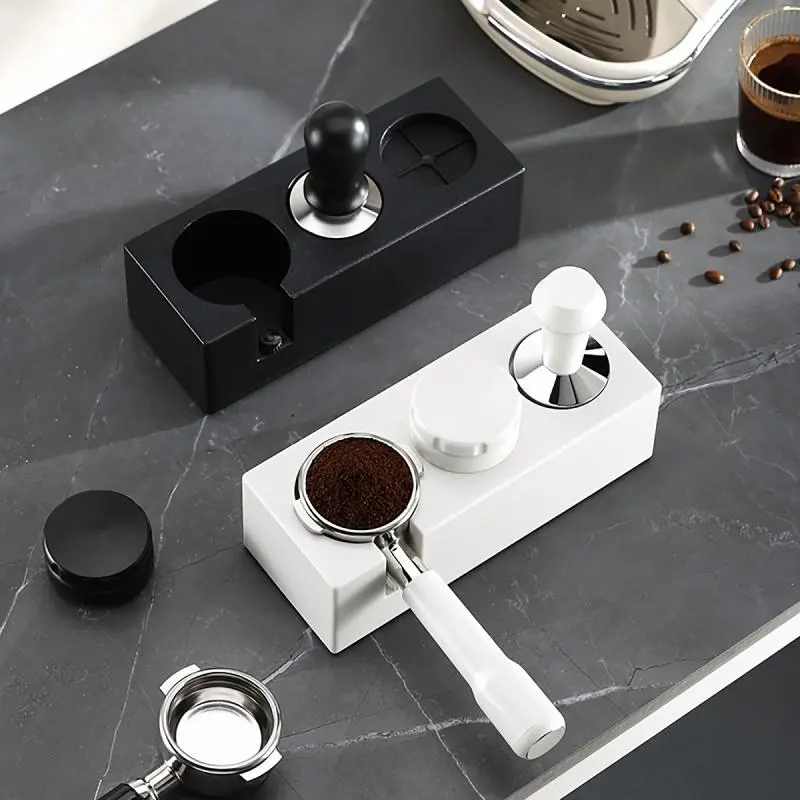 Coffee Tamper Station, Coffee Tamper Holder with Adjustable Pressure Knob & Filter Holder, Durable ABS Plastic Tamper Station for Coffee Shop, Store & Home Workspace Coffee Brewing Tool, Coffee Making Tool, Coffee Station Organizer