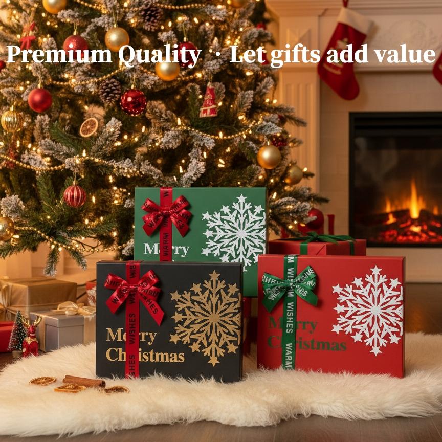 5PCS Christmas Gift Box, Christmas Boxes With Lids,  Portable、Foldable and Reusable, For Presents, Birthday Box, Gift Packging, Party, Family or Business