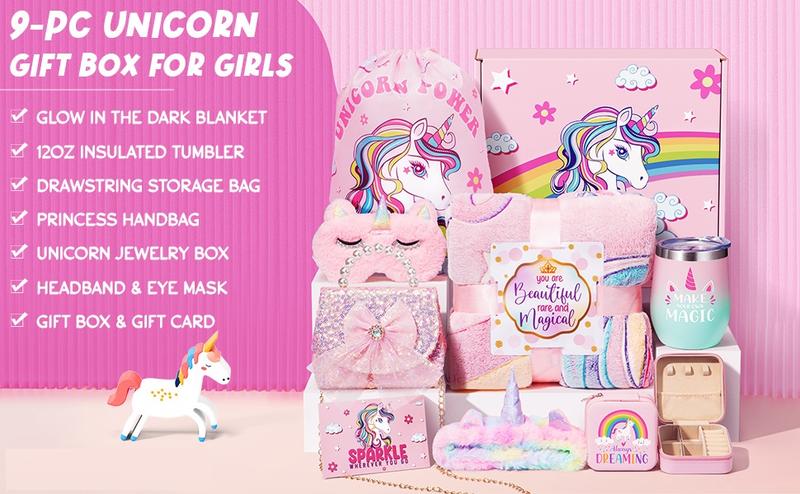 Unicorn Valentine's Day Gift Basket Set with w/Positive Affirmation Cards & Empower Challenge , Unicorn Toy Classroom Exchanges gifts Birthday Gift for Daughter, Niece, or Friend