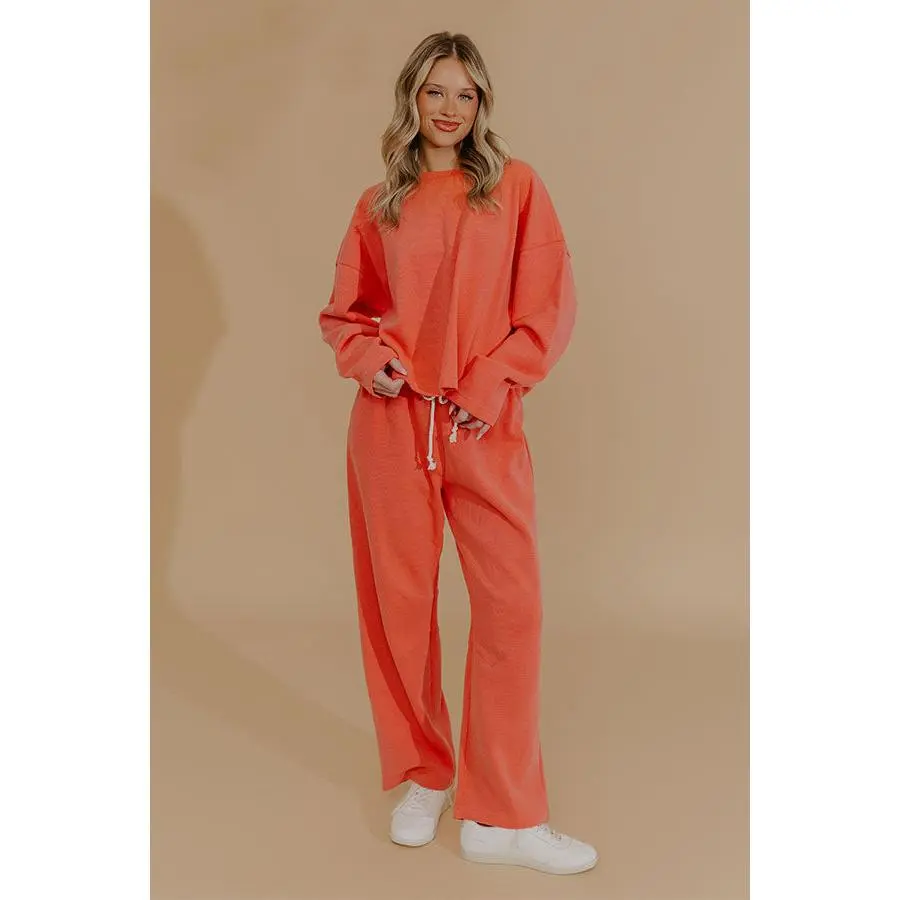 Weekend Away High Waist Knit Pants in Coral