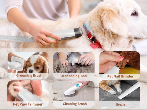 Pet Groomer 7-in-1 Grooming Vacuum for Dogs & Cats with Multi-pack Attachments for Shedding Grooming and Pet Care Effortless Grooming & Vacuuming 6 Precise Guide Combs Low Noise Design