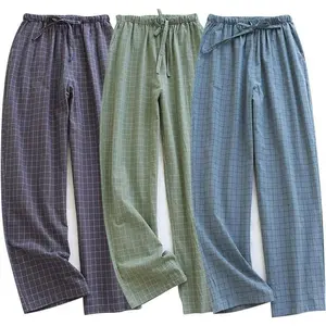 Men's sleepwear pants with cotton bottoms, lightweight sleepwear bottoms, woven knitted pants with pockets